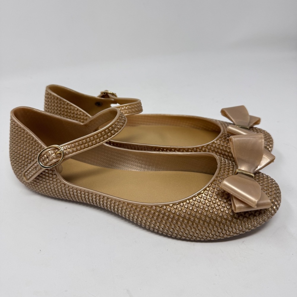 Mel by Melissa Gold Bow Jelly Mary Jane Flats Women's 8